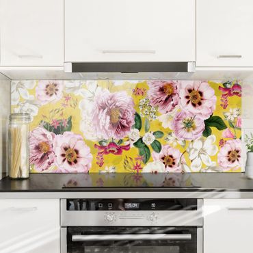 Panel kuchenny - Blossoms On Yellow - Panorama 1:1