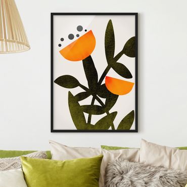 Plakat w ramie - Kwiaty w kolorze pomarańczowym