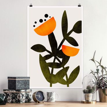 Plakat - Kwiaty w kolorze pomarańczowym