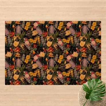 Mata korkowa - Kwiaty z ptakami tropikalnymi Kolorowe