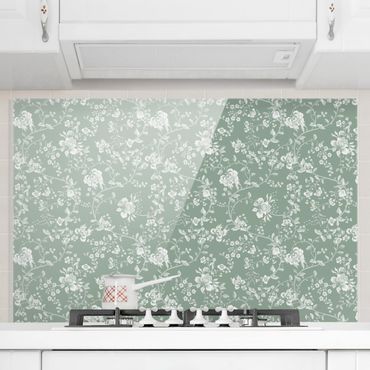 Panel szklany do kuchni - Czopki kwiatowe na zielonym tle