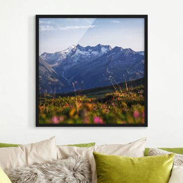 Plakat w ramie - Kwietna łąka w górach