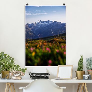 Plakat - Kwietna łąka w górach