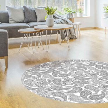 Okrągły dywan winylowy - Boho Mandala Pattern in Szary