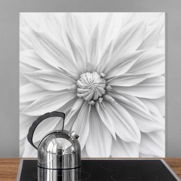 Panel szklany do kuchni - Kwiat botaniczny w kolorze białym