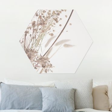 Obraz heksagonalny z Forex - Bukiet z traw ozdobnych i kwiatów
