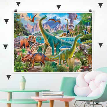 Plakat - Brachiosaurus i Tricaterops