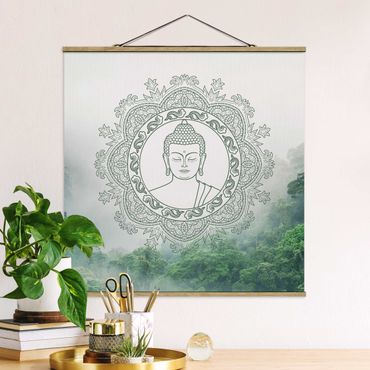 Plakat z wieszakiem - Budda Mandala we mgle