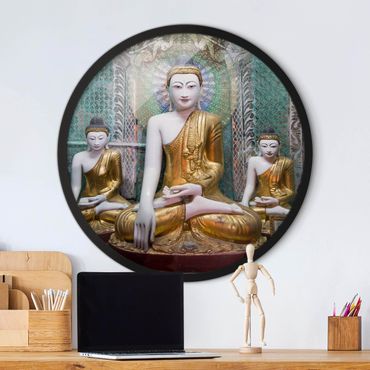 Okrągły obraz w ramie - Buddha Statues