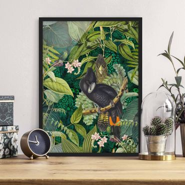 Plakat w ramie - Kolorowanka - Kakadu w dżungli