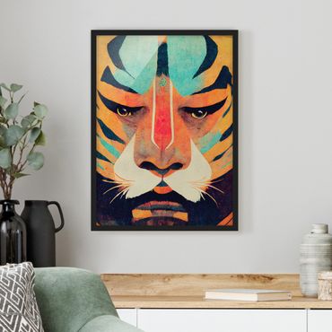 Plakat w ramie - Colourful Tiger Illustration