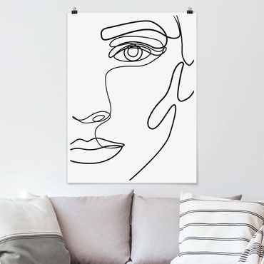 Plakat - Linia Art portret kobiety czarno-biały