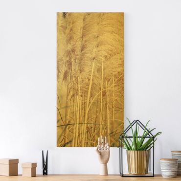 Złoty obraz na płótnie - Ciepła trawa pampasowa w lecie