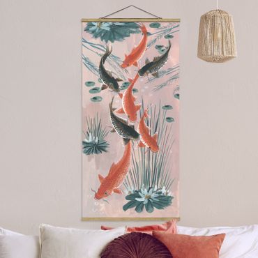 Plakat z wieszakiem - Malarstwo azjatyckie Koi w stawie I