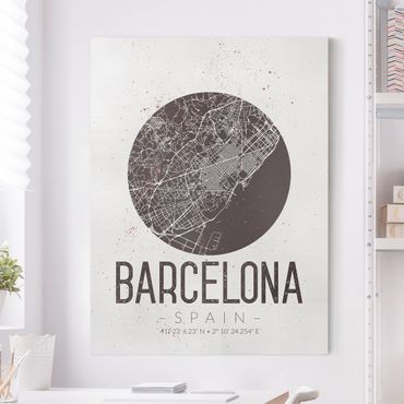 Obraz na płótnie - Mapa miasta Barcelona - Retro