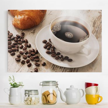 Obraz na płótnie - Filiżanka kawy z ziarnami kawy