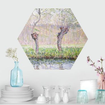 Obraz heksagonalny z Alu-Dibond - Claude Monet - Drzewa wierzbowe na wiosnę