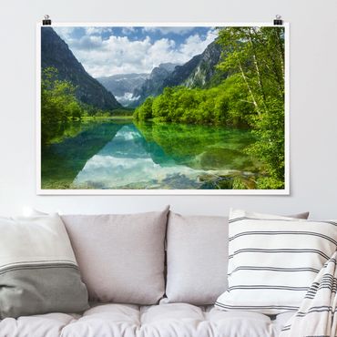 Plakat - Jezioro górskie z odbiciem
