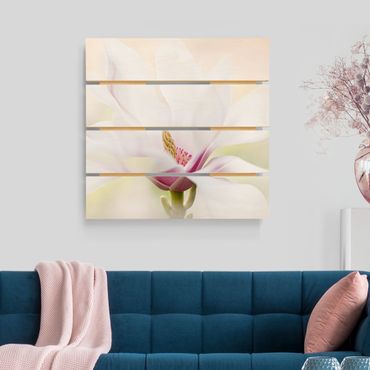 Obraz z drewna - Czuły kwiat magnolii