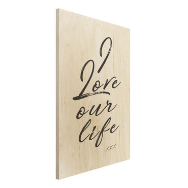 Obraz z drewna - Kocham nasze życie