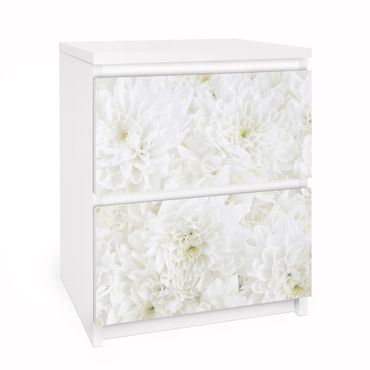 Okleina meblowa IKEA - Malm komoda, 2 szuflady - Dahlie Morze kwiatów białe