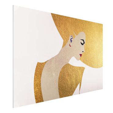 Obraz Forex - Dama w kapeluszu w kolorze złotym