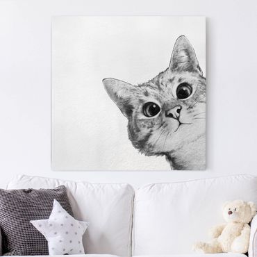 Obraz na płótnie - Ilustracja kota Rysunek czarno-biały