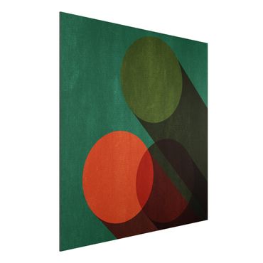 Obraz Alu-Dibond - Kształty abstrakcyjne - koła w zieleni i czerwieni