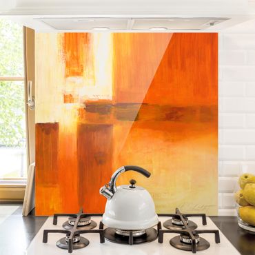 Panel szklany do kuchni - Kompozycja w kolorach pomarańczowym i brązowym 01