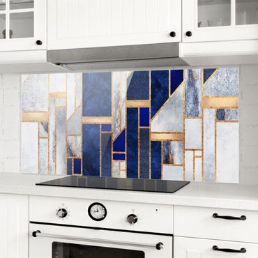 Panel szklany do kuchni - Kształty geometryczne w kolorze złotym