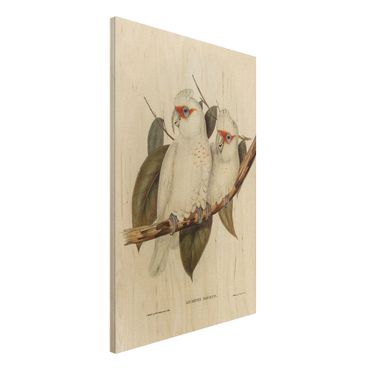 Obraz z drewna - Ilustracja w stylu vintage Biały kakadu