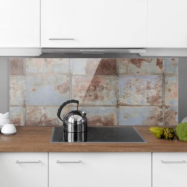 Panel szklany do kuchni - Shabby Industrial Metal Look
