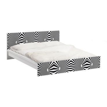 Okleina meblowa IKEA - Malm łóżko 160x200cm - Psychedeliczny czarno-biały wzór