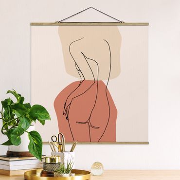 Plakat z wieszakiem - Line Art Woman Back Brązowy