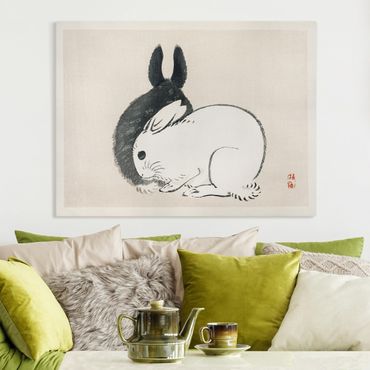 Obraz na płótnie - Rysunki azjatyckie Vintage Dwa króliczki