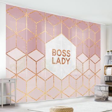 Zasłony panelowe zestaw - Boss Lady Hexagons Pink