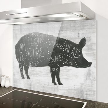 Panel szklany do kuchni - Tablica ekspozycyjna rzeźnika - świnia