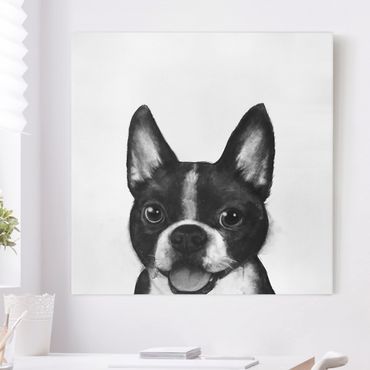 Obraz na płótnie - Ilustracja pies Boston czarno-biały Painting