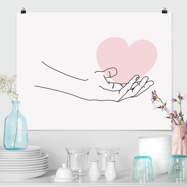 Plakat - Ręka z sercem Line Art