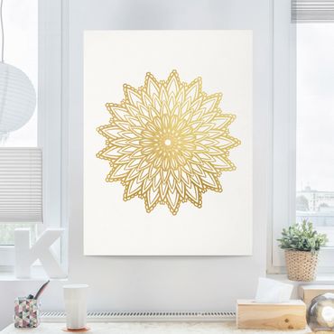 Obraz na płótnie - Mandala Sun Illustration białe złoto