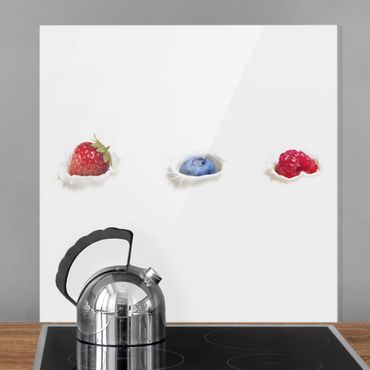 Panel szklany do kuchni - Owoce Mleczny Splash