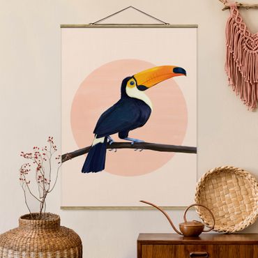 Plakat z wieszakiem - Ilustracja ptak tukan malarstwo pastelowe