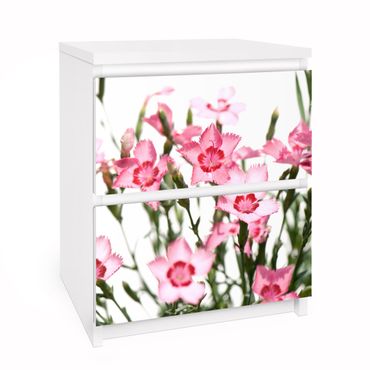 Okleina meblowa IKEA - Malm komoda, 2 szuflady - Różowe kwiaty