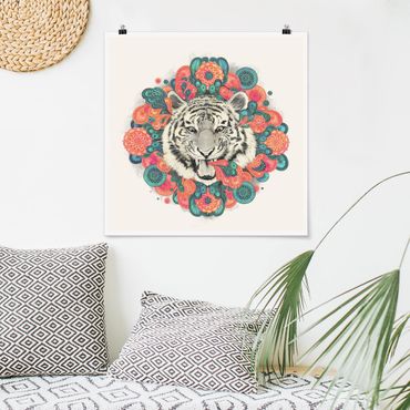 Plakat - Ilustracja tygrysa Rysunek mandala paisley