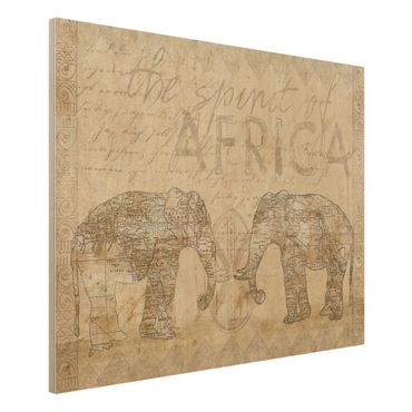 Obraz z drewna - Kolaż w stylu vintage - Duch Afryki