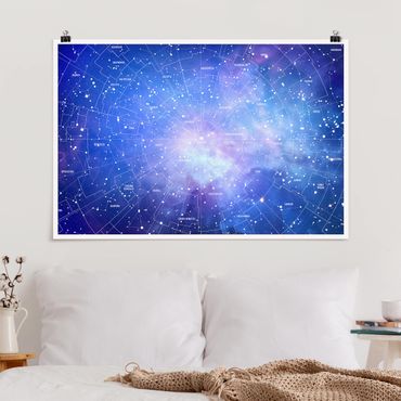 Plakat - Mapa nieba z obrazem gwiazd