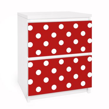 Okleina meblowa IKEA - Malm komoda, 2 szuflady - Nr DS92 Dot Design Girly Red