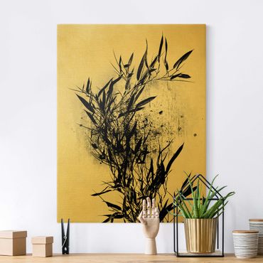 Złoty obraz na płótnie - Graficzny świat roślin - Czarny bambus