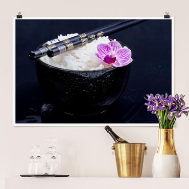 Plakat - Miska na ryż z orchideą