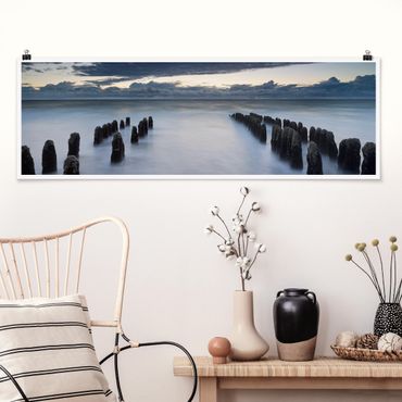 Plakat - Drewniane groty na Morzu Północnym na wyspie Sylt
